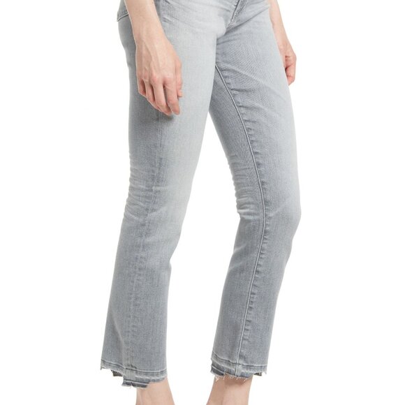 AG Adriano Goldschmied Mari High Rise Straight Crop Jean Chewed Hem Grey 23 NWT - Picture 2 of 7